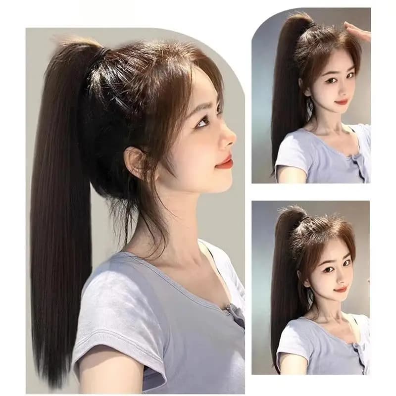 Long Straight Ponytail Wig Hairpin With Soft Material Featuring A New Style Clip-On Design For Women