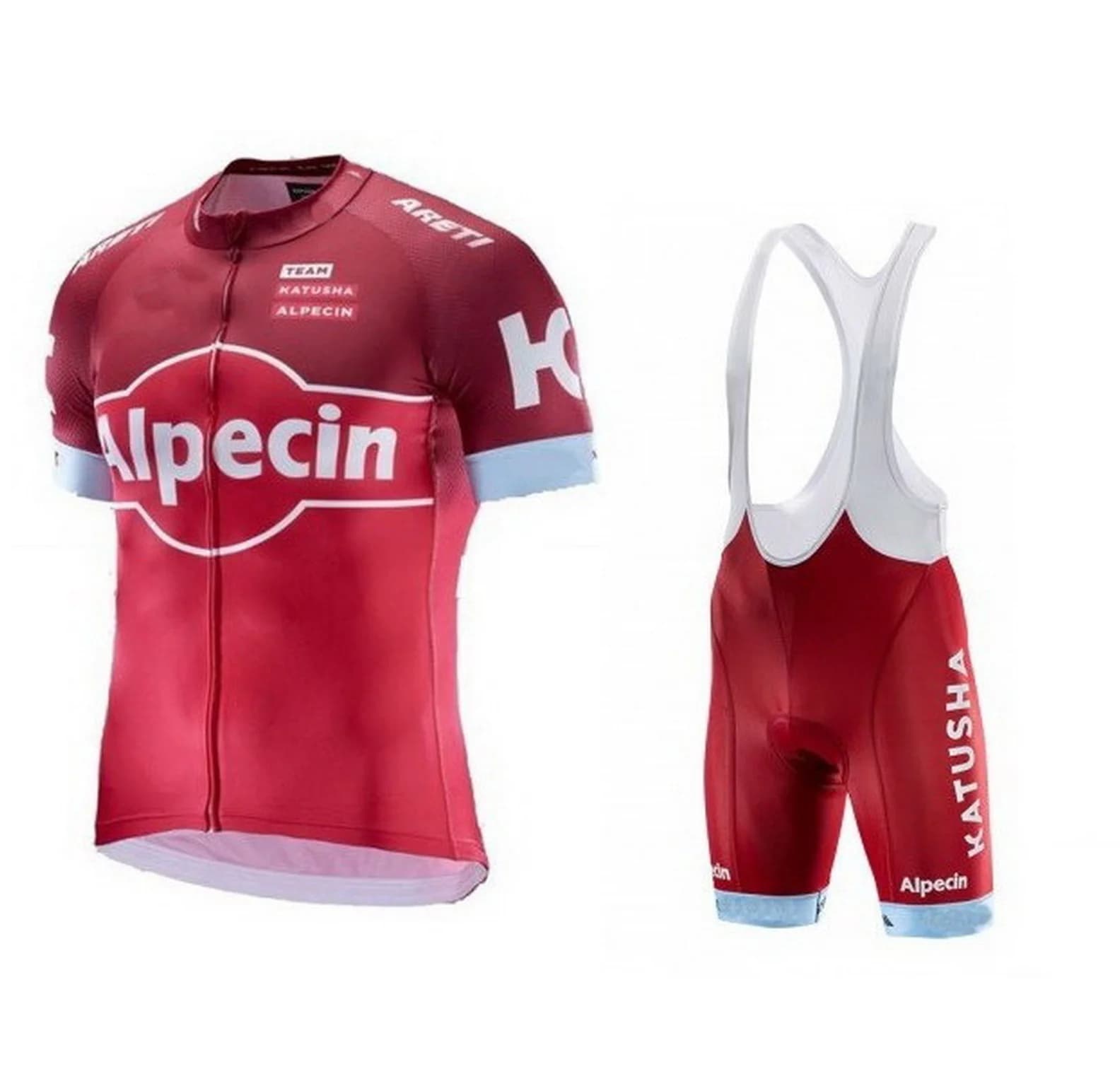 LASER CUT 2017 KATUSHA Alpecin TEAM Cycling jersey with red short sleeves Summer cycling clothing ROPA CICLISMO + PANTALONI with suspenders