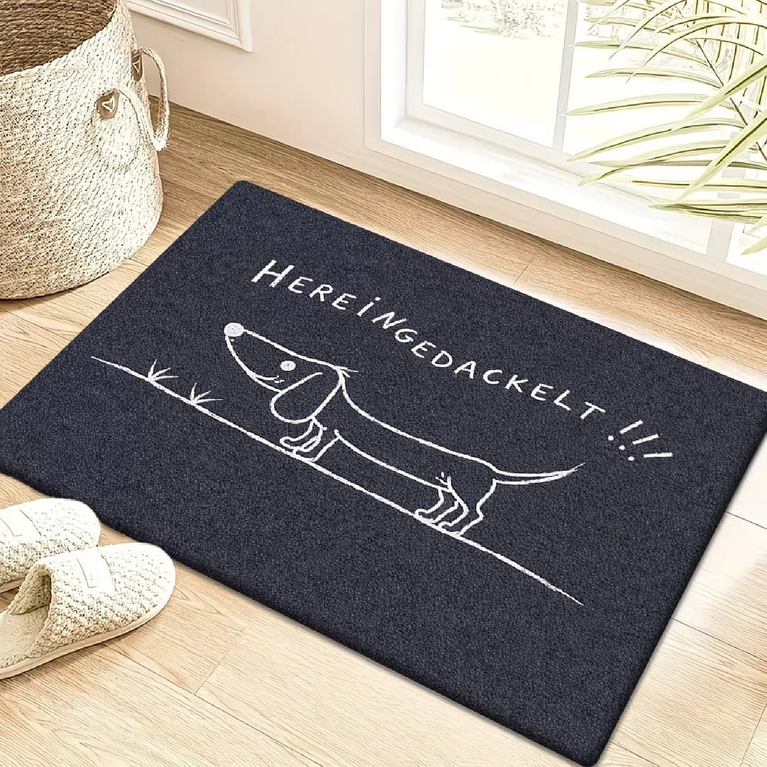 Funny Dachshund Welcome Mat German Letter Printed Floor Carpet Non Slip Living Room Front Door Entrance Area Rug