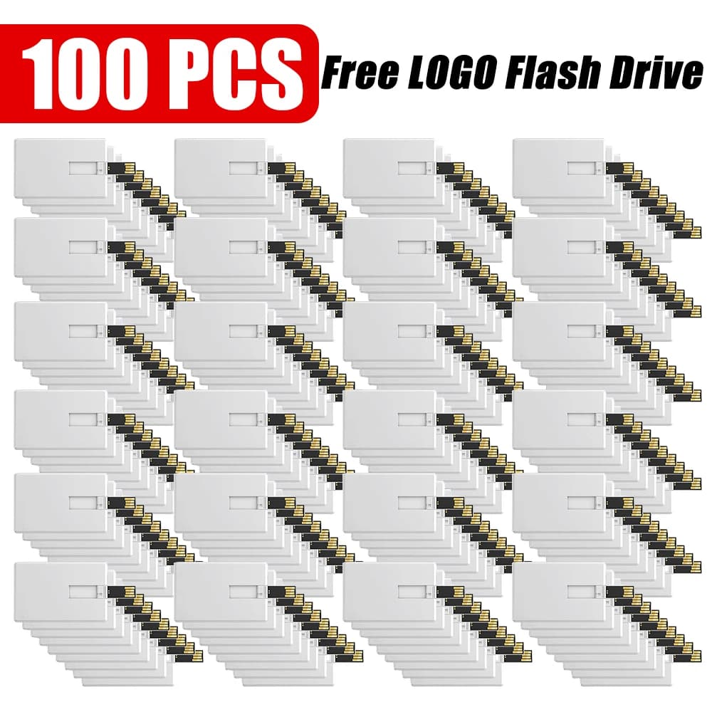 100 Pezzi Chiavetta USB a Forma di Carta di Credito, Memoria 16GB 32GB 64GB, Pendrive USB con Stampa Logo Personalizzata Gratuita