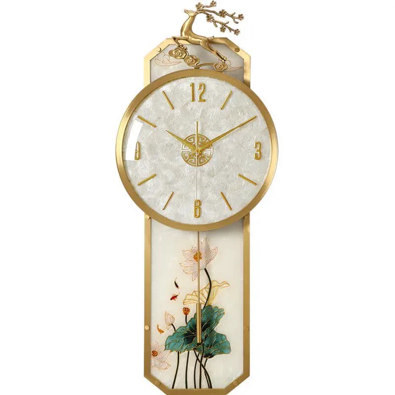 Brass new Chinese clock living room home light luxury high sense silent wall clock