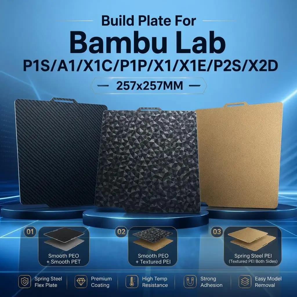 A1 P1P P1S P2S X1 X1C X2D PEI PEO PET Build Plate Magnetic Flexible Heatbed Sheet For Bambu Lab Printer Heat Bed Sheet