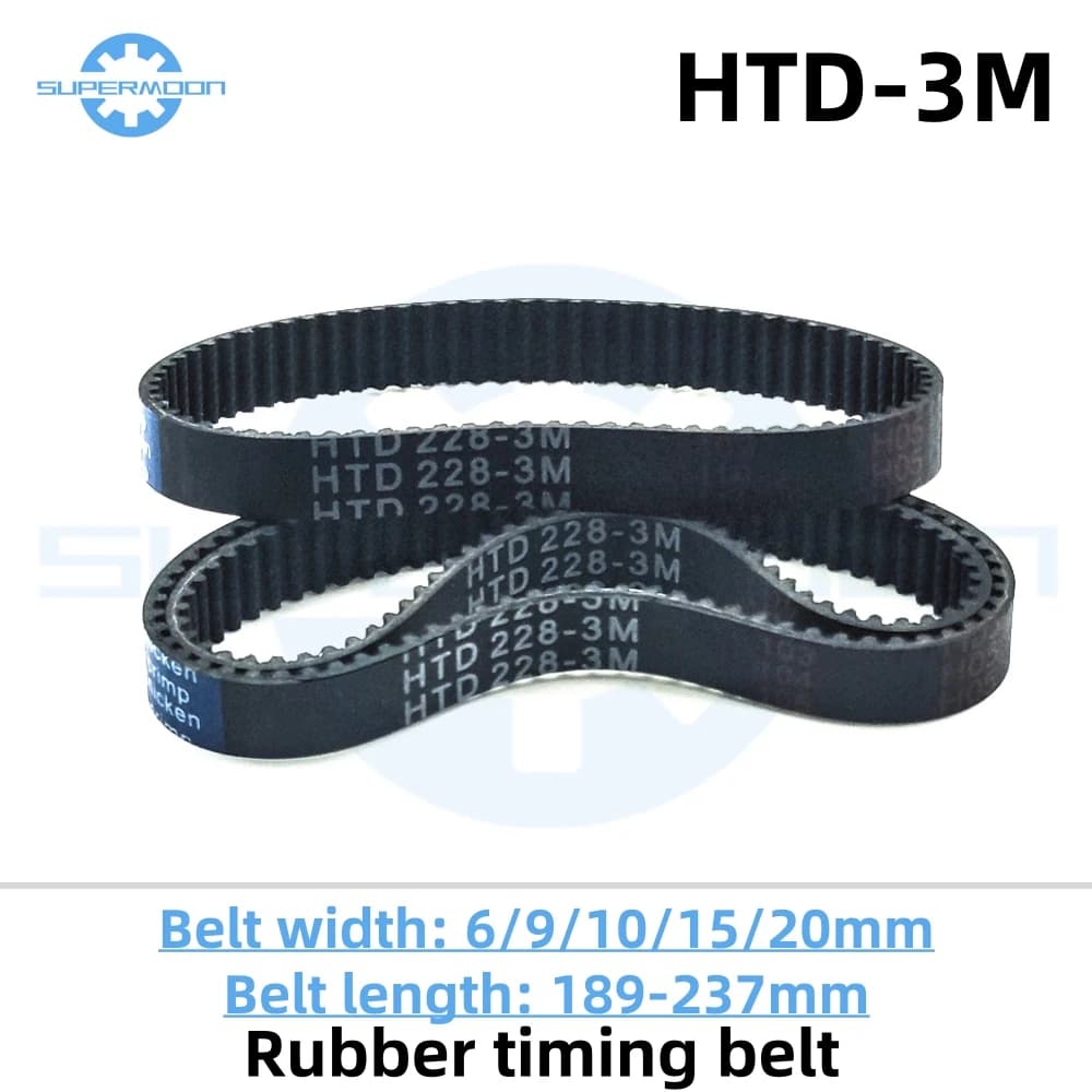HTD 3M Cinghia dentata Lunghezza 189-237mm Larghezza 6-20mm 3M-207-9 Cinghia trituratore 201-3M Cinghia sincrona in gomma ad anello chiuso 3M-225 3M-189