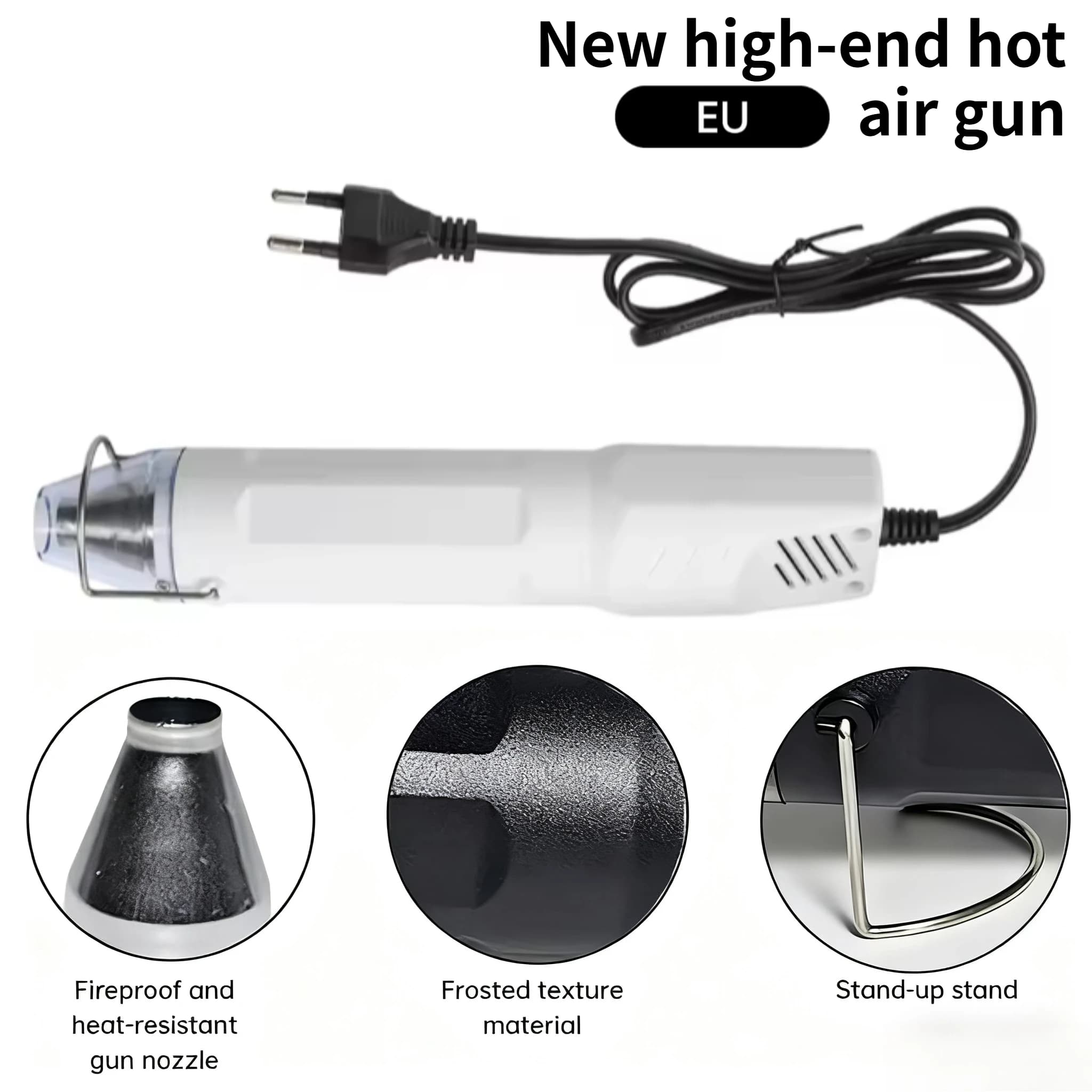 300 ° C 220V Pistola ad aria calda Strumento fai da te Calore Utensile elettrico Mini Temperatura di saldatura Artigianato Ventilatore con supporto termoretraibile del sedile