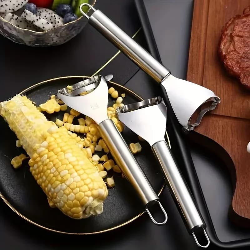 Stainless Steel Corn Peeler Serrated Corn Peeler Thresher Cutting Knife Kitchen Fruit and Vegetable Corn Peeling Small Tool