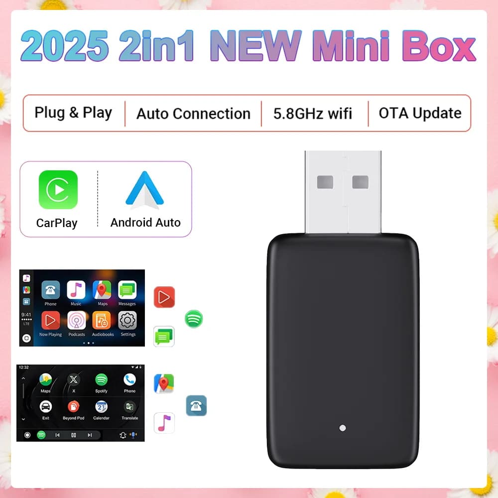 Wireless CarPlay Android Auto Mini Box Smart Plug & Play WiFi Adapter Universal Fast Connection for Toyota NISSAN Kia VW SUBARU MAZDA