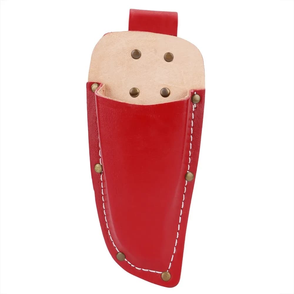 Borsa Porta Attrezzi da Giardinaggio in Pelle Resistente, Multifunzionale, Marrone e Rossa, per Forbici da Potatura e Utensili da Giardino