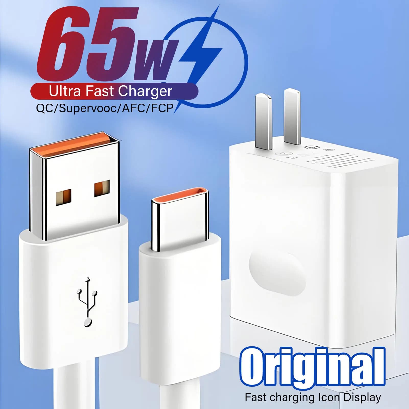 For iPhone 16 15 wall charger fast charging for Samsung Xiaomi Huawei QC3.0 Plug oppo OnePlus SuperVooc adapter USB C cable 65w
