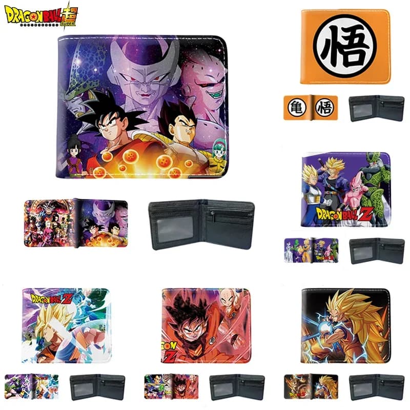 Portafoglio Dragon Ball Son Goku Portamonete Vegeta Borsellino Cosplay Anime Porta Carte con Stampa Personaggi Piccolo Regalo per Bambini