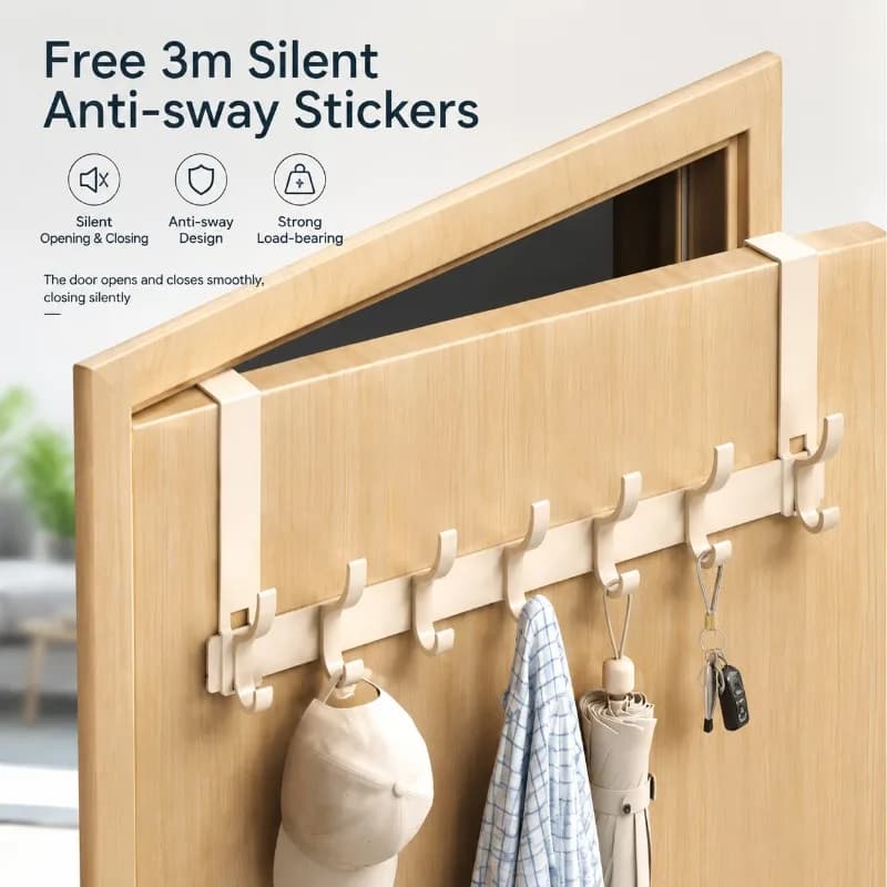 Over-the-Door Hook Hanger – No-Drill Clothes Organizer for Bedroom, Heavy-Duty Door-Mount Storage Rack
