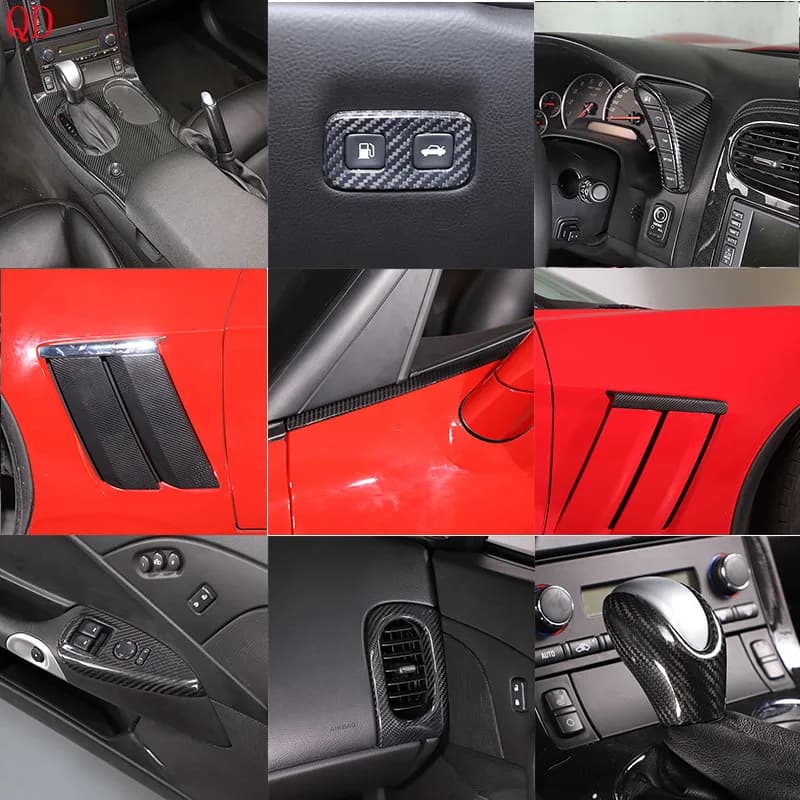 Car Kit For Chevrolet Corvette C6 2005-2013 Real Carbon Fiber dashboard auto console central panel gears adhesive cover decorative