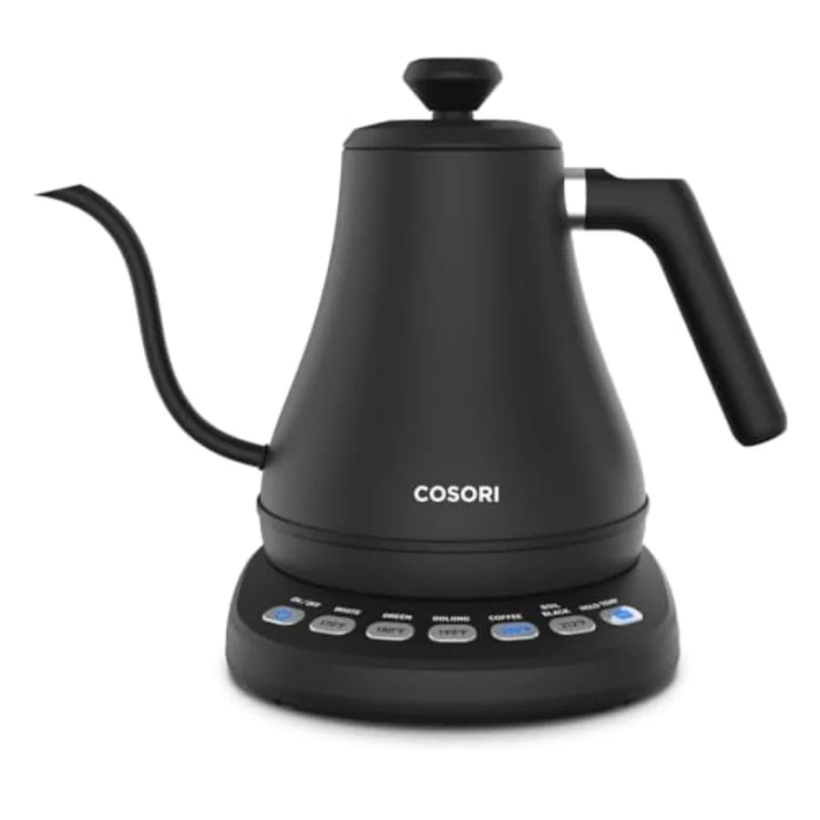 Electric Gooseneck Kettle with 5 Temperature Control Presets, Pour Over Kettle for Coffee Tea, Hot Water Boiler, 100% Stainless