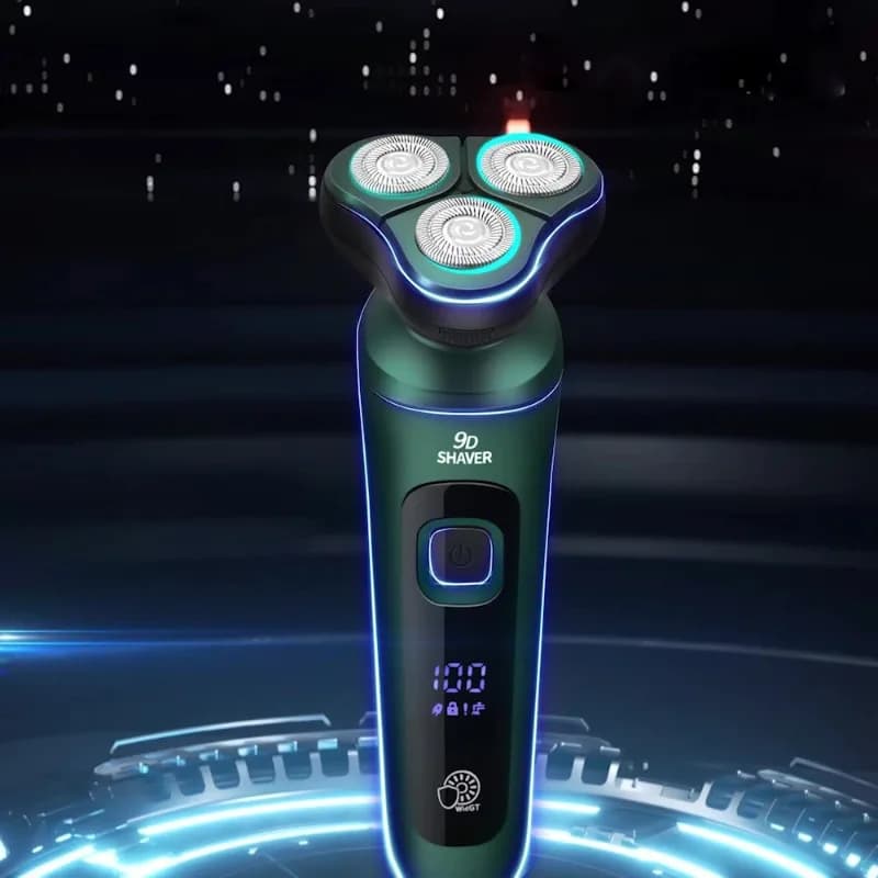 Nuovo Rasoio Elettrico Galleggiante 9D, Regolabarba con Display Digitale Intelligente, Rasoio Multifunzione Completamente Lavabile