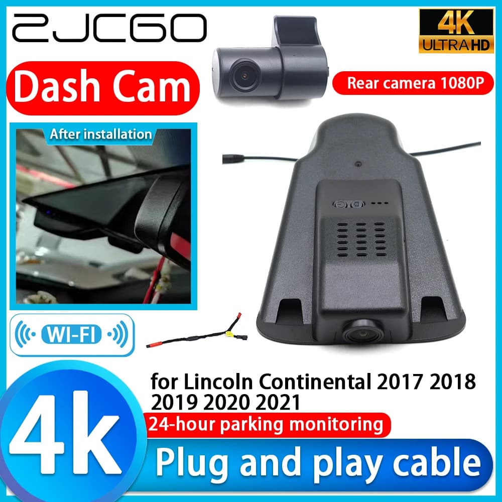 ZJCGO for Lincoln Continental 2017-2021, Dash Cam DVR 4K, Car Camera with Sony lens, Monitoring Parking 24h, Video Recorder