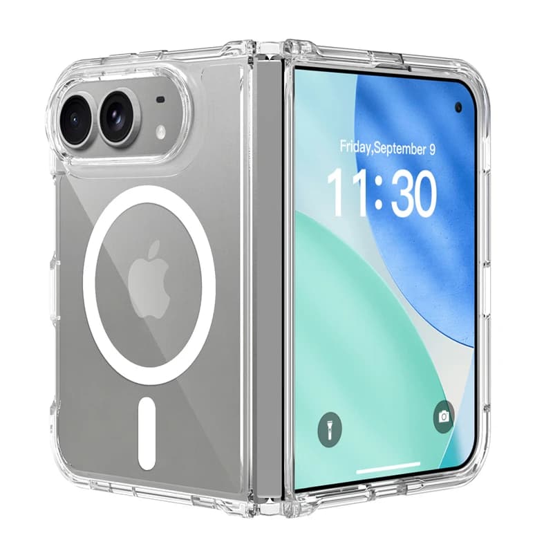 Magnetic Original Clear Acrylic Phone Case For iPhone Ultra 18 Fold Funda For Magsafe Wireless Charging Transparent Fold Cover