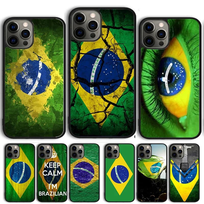 Cover per telefono con bandiera del Brasile per iPhone 17 Air 15 16 14 13 12 Pro Max 11 Pro Max Plus