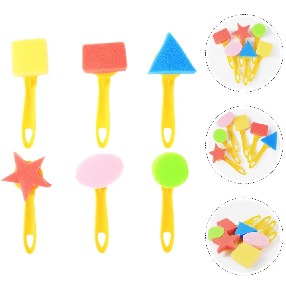 6Pcs Sponge Paint Brushes for Art Acrylic Painting Finger Painting DIY Crafts Home Bedroom Living Room Window Decor Craft