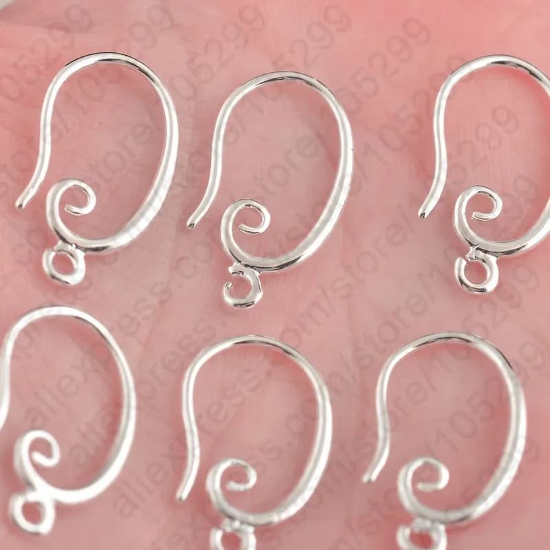 Accessori per la ricerca di gioielli fai da te con filo per orecchini a gancio in argento sterling 925 da 50 pezzi all'ingrosso