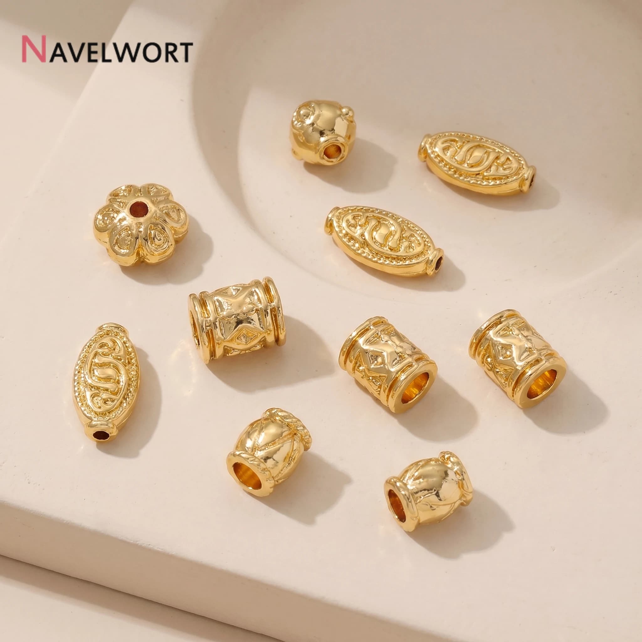 14K Gold Plated Brass Metal Tube Beads Spacer Beads,Separator For Beads, For Jewelry DIY Bracelet Necklace Making Accessories