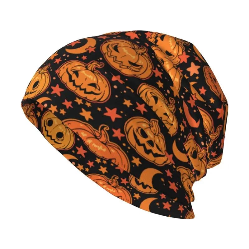 Zucca di Halloween Luna Stelle Cappello a cuffia Cappello a cuffia caldo Cappello lavorato a maglia per adulti Copricapo Sciarpa slouchy Skullies Berretti per donna Uomo