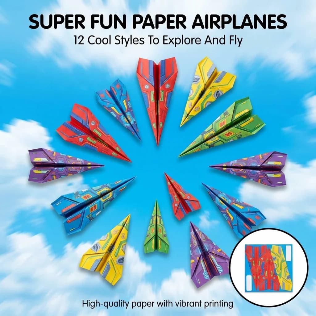 Kit Educativo per Aeroplanini di Carta Origami, Divertente Tutorial Fai-da-Te per Sviluppare la Manualità, Giocattolo Educativo per Aeroplani 3D