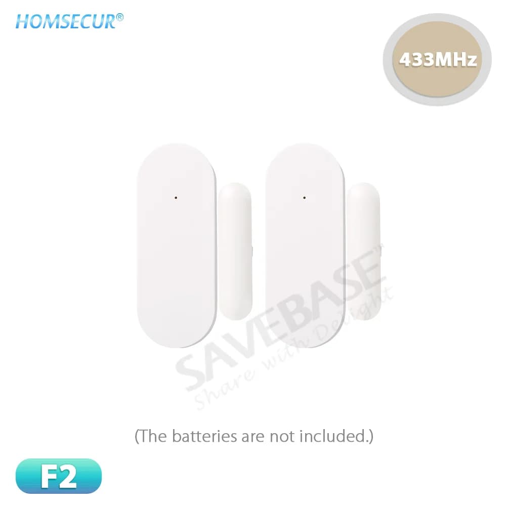 HOMSECUR 2 pezzi 433 MHz sensori wireless per porte/finestre rilevatori F2 per sistema di allarme di sicurezza domestica 433 MHz 4G
