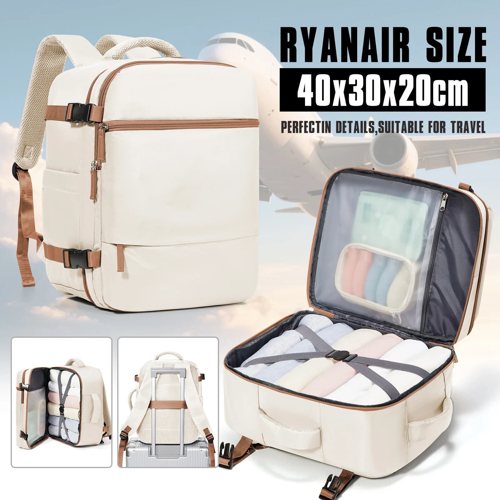 Ryanair Rucksack Hand Luggage Suitcase Hand Luggage 40x30x20 Cabin Backpack，Men's Work Backpack Laptop Bag Backpack Lady Elegant