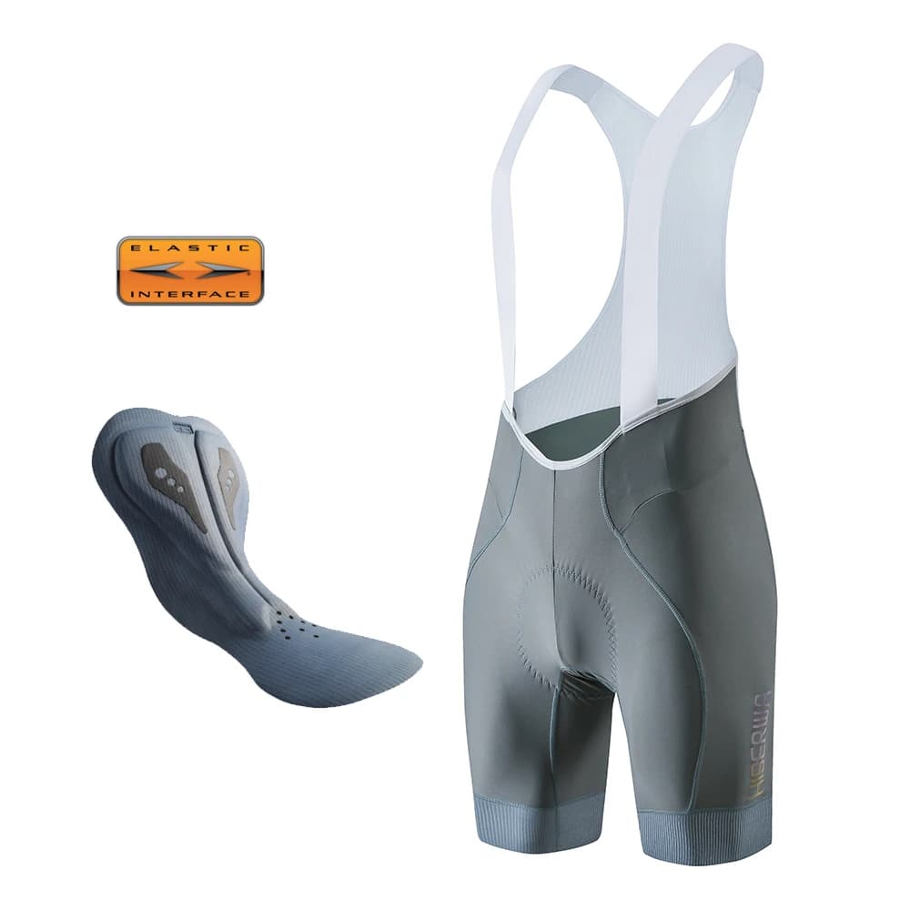 HISERWA Pantaloncini con bretelle da ciclismo da uomo Pro Italia Interfaccia elastica Pro Team Pad Pantaloncini con bretelle da equitazione Calzamaglia da bici da strada MTB Pantaloncini da ciclismo