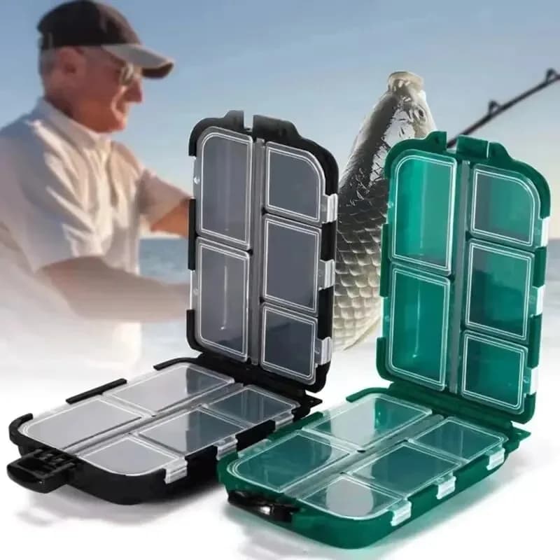 Fishing equipment box 10 compartment bait hook case Double-sided fishing gear organizer Multi-function bait container
