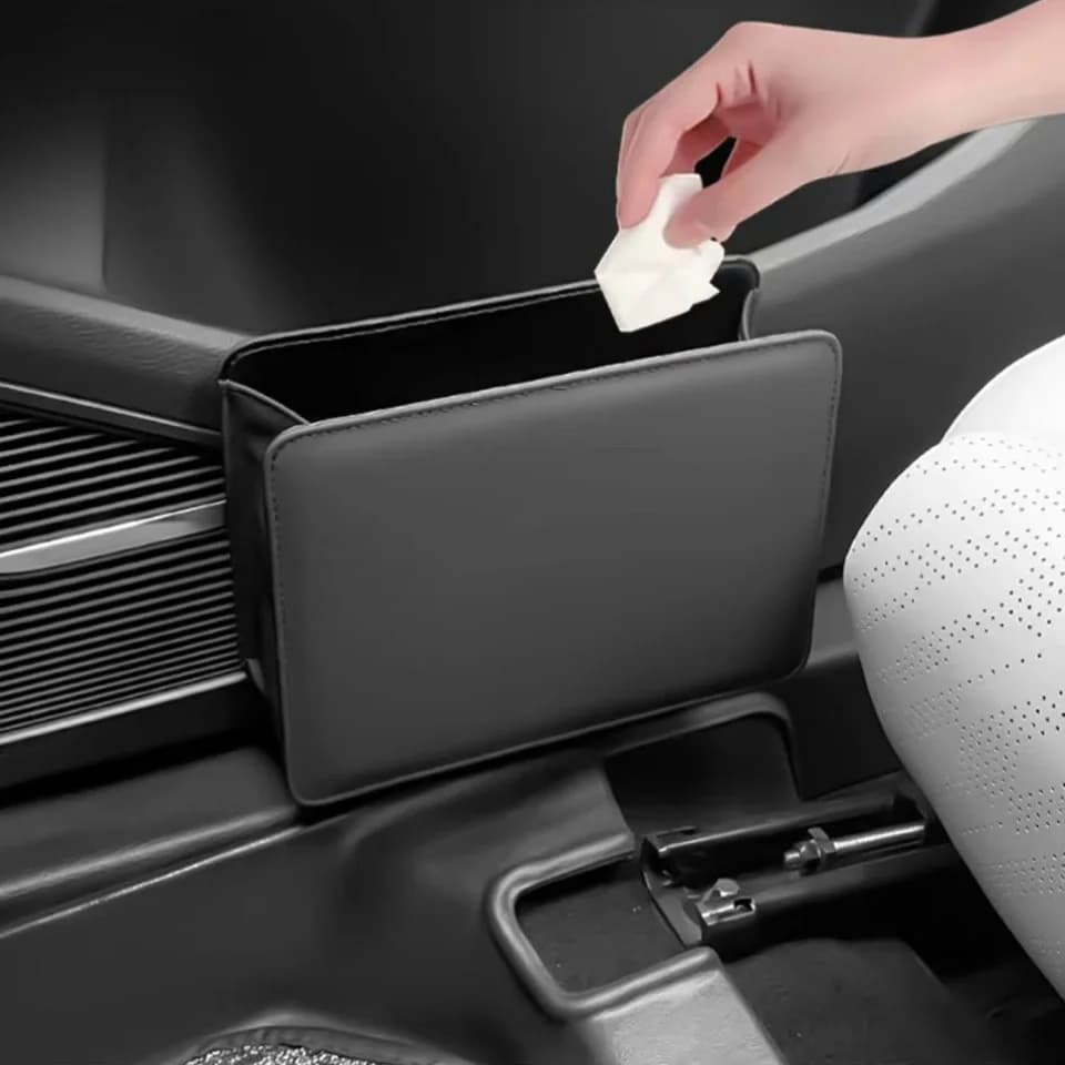 Car Door Hanging Storage Box & PU Leather Trash Can - Foldable Car Organizer with Creative Gift Option