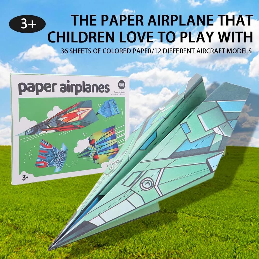 Paper Handmade Airplane Origami Art Learning Folding Airplane Origami Set Cartoon Montessori Versatile Paper Aircraft Toy