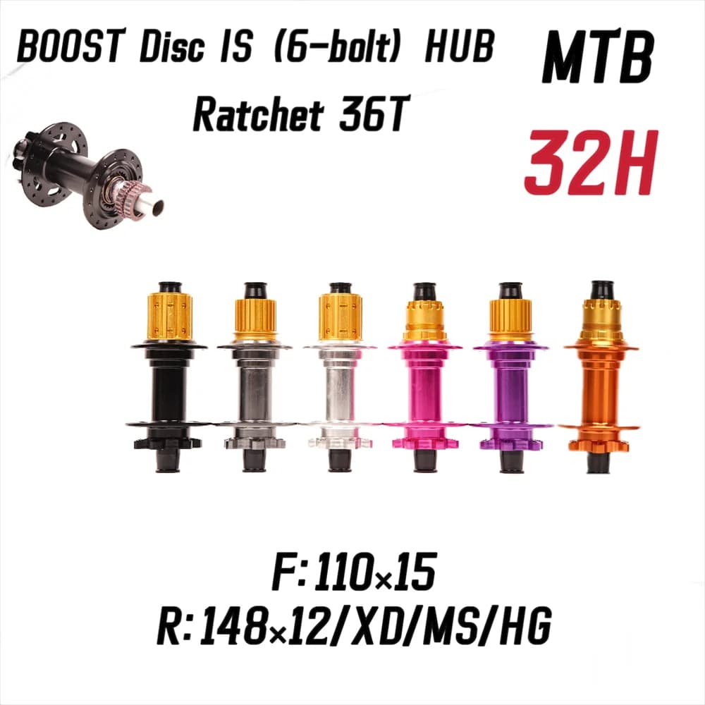 6 colori disponibili Mozzo ruota per bicicletta Cuscinetto sigillato 6 BBolt Freno a disco J-Bend 32 fori BOOST Mozzo ruota MTB HG XD MS 36T Cricchetto