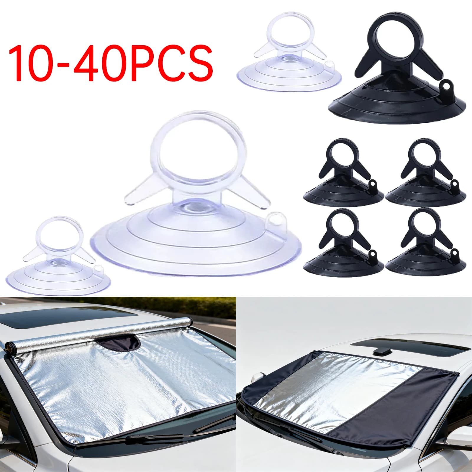 10-40X 45mm Diametro Auto Visiera parasole Fissaggio Ventosa Tazze in PVC Gomma trasparente Ventose in plastica Gancio per auto Clip di fissaggio Accessori