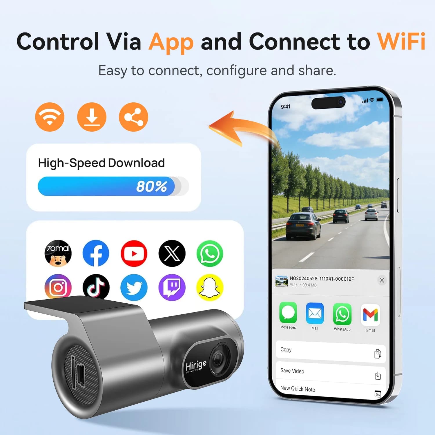 Dahua HD Dash Cam M2 per Autisti Uber, Nuova Versione 2025, Registratore Auto con Visione Notturna, GPS e Monitoraggio Parcheggio