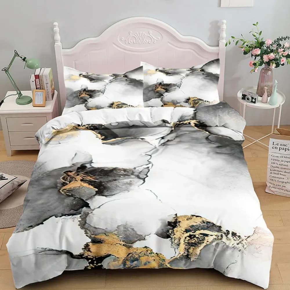 Set Cover with Geometric Pattern Abstract, Printing Marble, Modern Style, Bedroom Furniture, King Size and Single