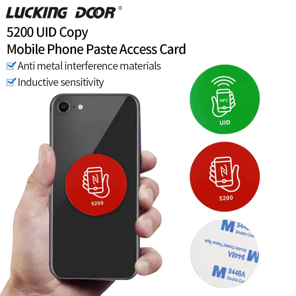 10 pz/50 pz 125 Khz 5200 T5577 / 13.56 Mhz UID NFC Scrivibile Smart Card di Controllo di Accesso Adesivo Anti-magnetico RFID Riscrivi Tag Chiave