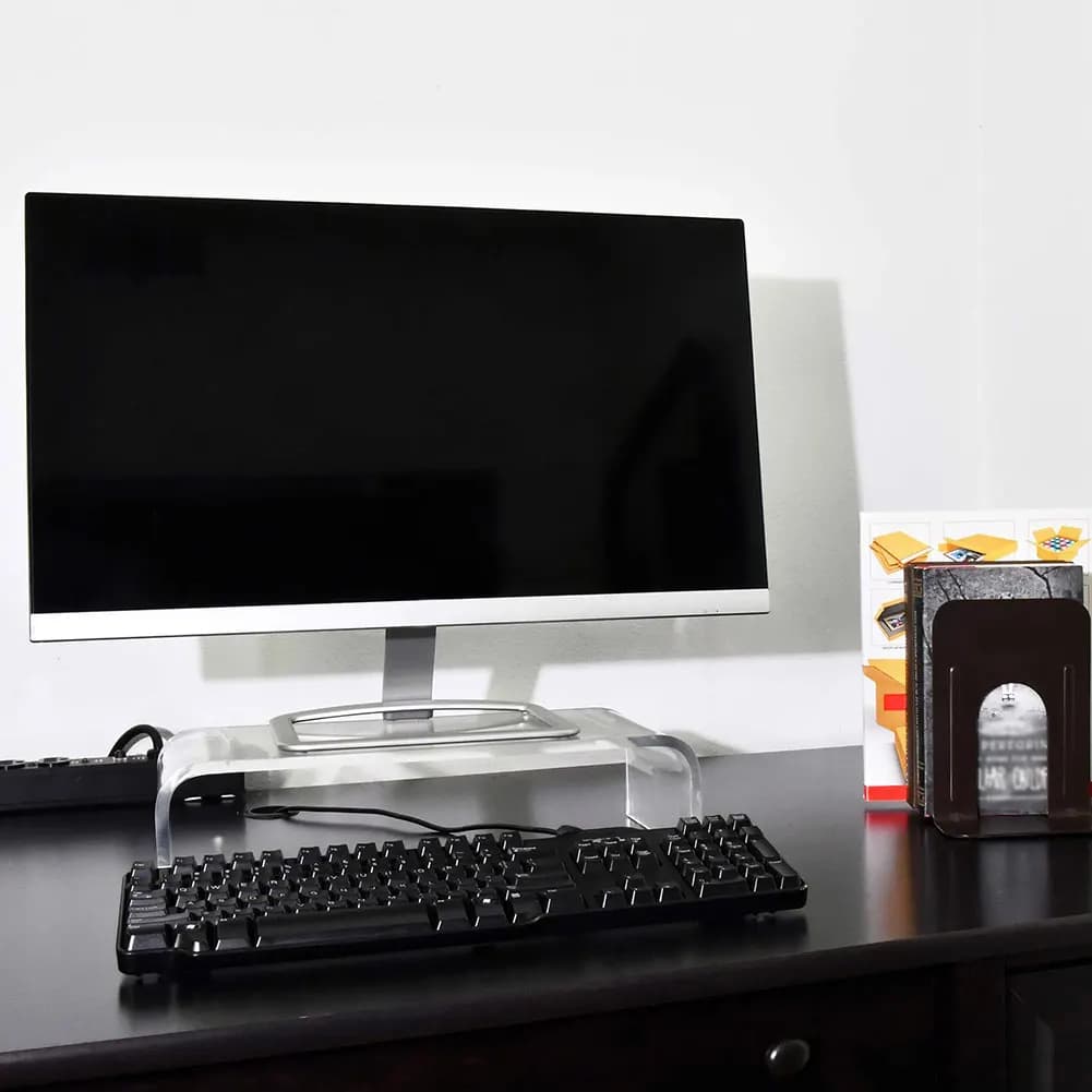Acrylic Monitor Support, Laptop Stand, Desktop Stand, Transparent PC/Multimedia Monitor Support for Home and Office