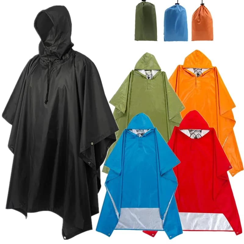 Impermeabile 3 in 1 per Adulti, Giacca Antipioggia Lunga con Cappuccio per Uomo e Donna, Poncho per Escursionismo, Viaggi, Pesca