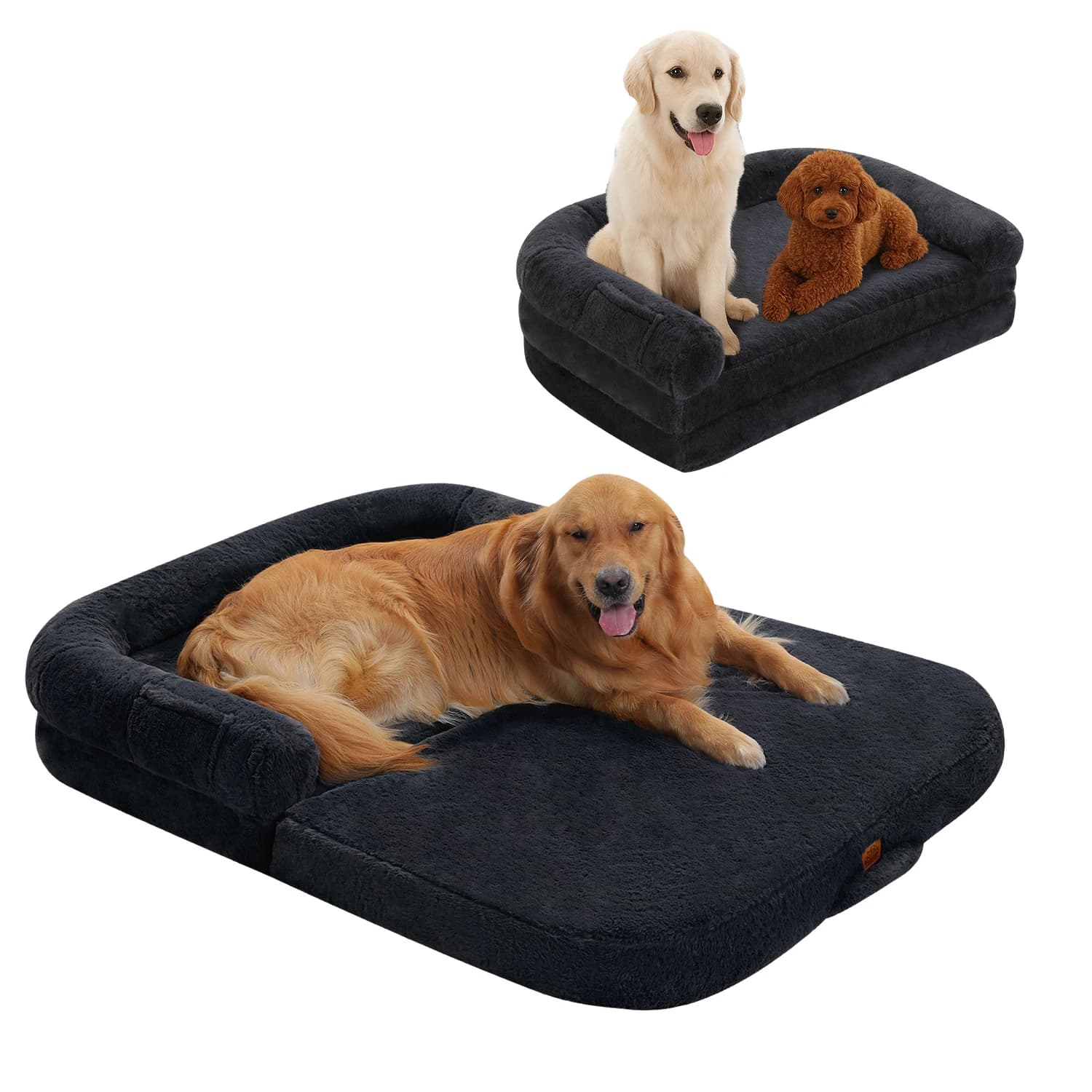 Letto per cani pieghevole per adulti, bambini, divano letto in peluche per cani di taglia grande, divano letto lavabile per animali con fondo antiscivolo Accessori per cani