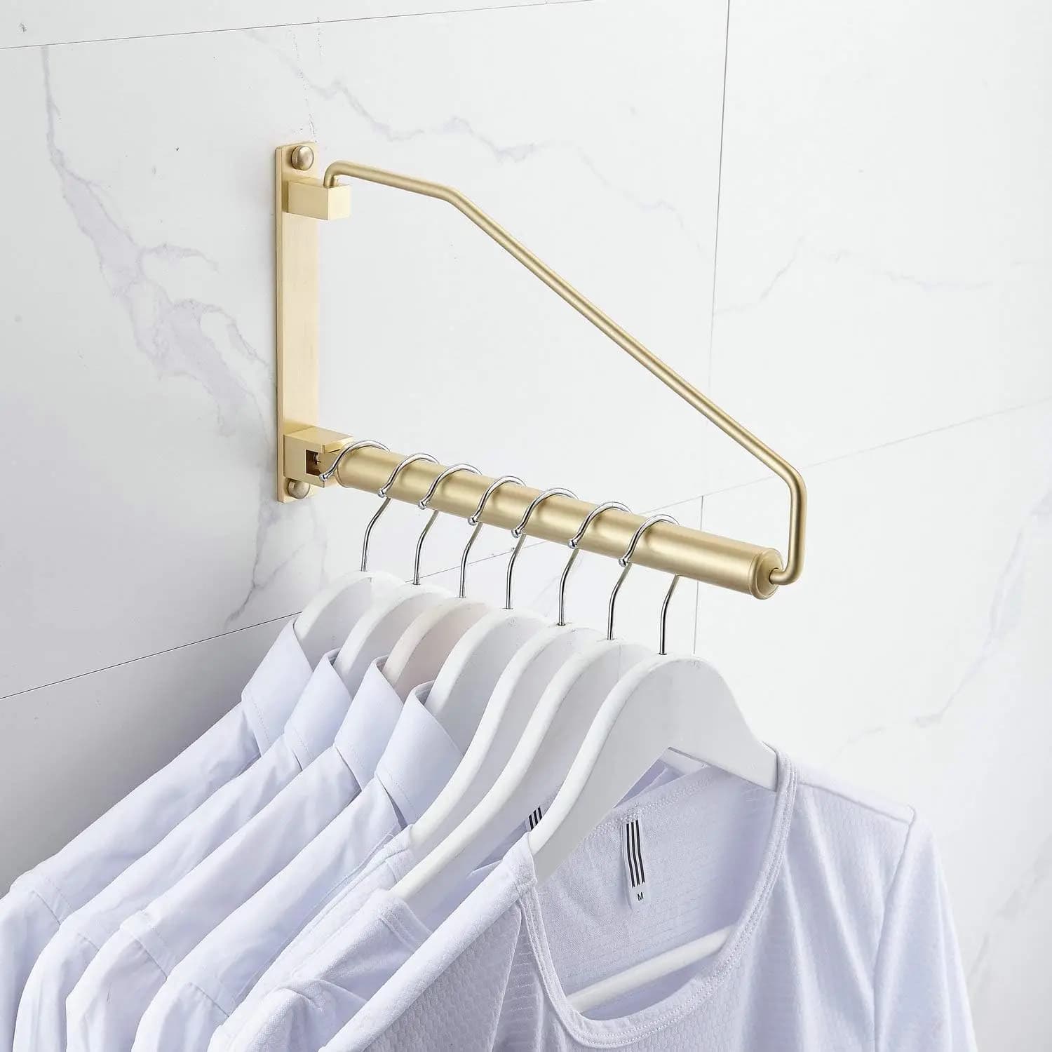 Clothes rack Golden Folding Brushed by Wall Save for Laundry and Wardrobe, 12 Inches