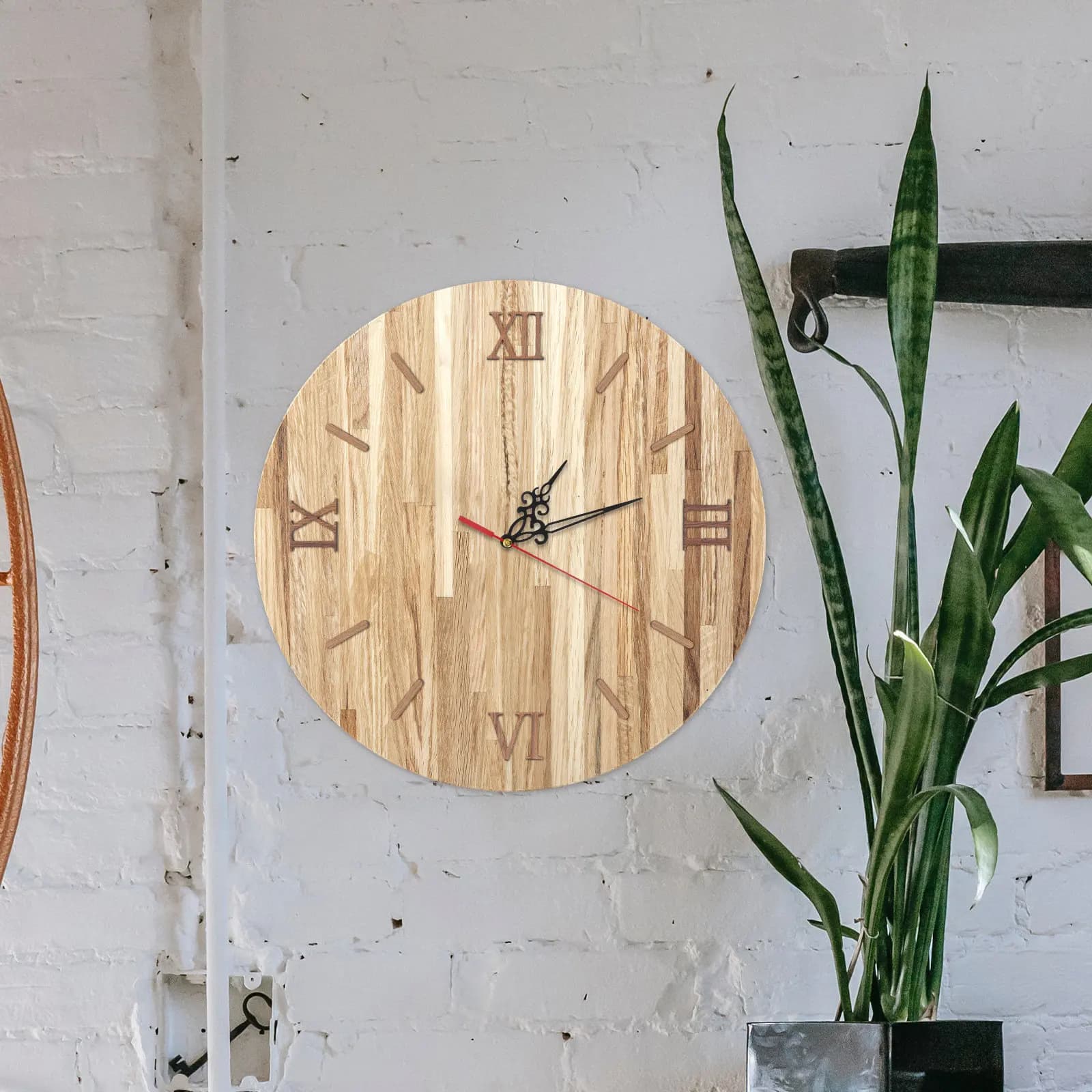 DIY Frameless Wall Clock Roman Numerals Solid Wood Large Wall Clock for Living Room Bedroom Office Decor Unique Clocks Numbers