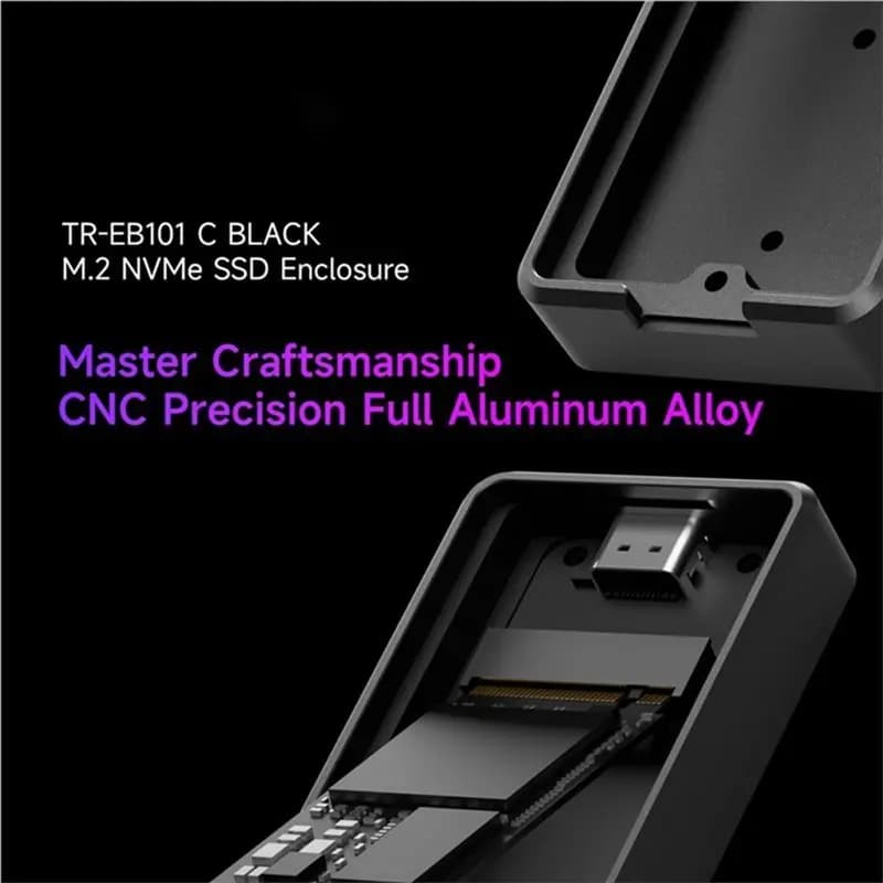 TR-EB101 per laptop e telefono, custodia esterna in alluminio Type-C 3.2 per SSD M.2 NVMe, compatibile con protocollo doppio SATA/NVMe 10Gbps -【A74Z】