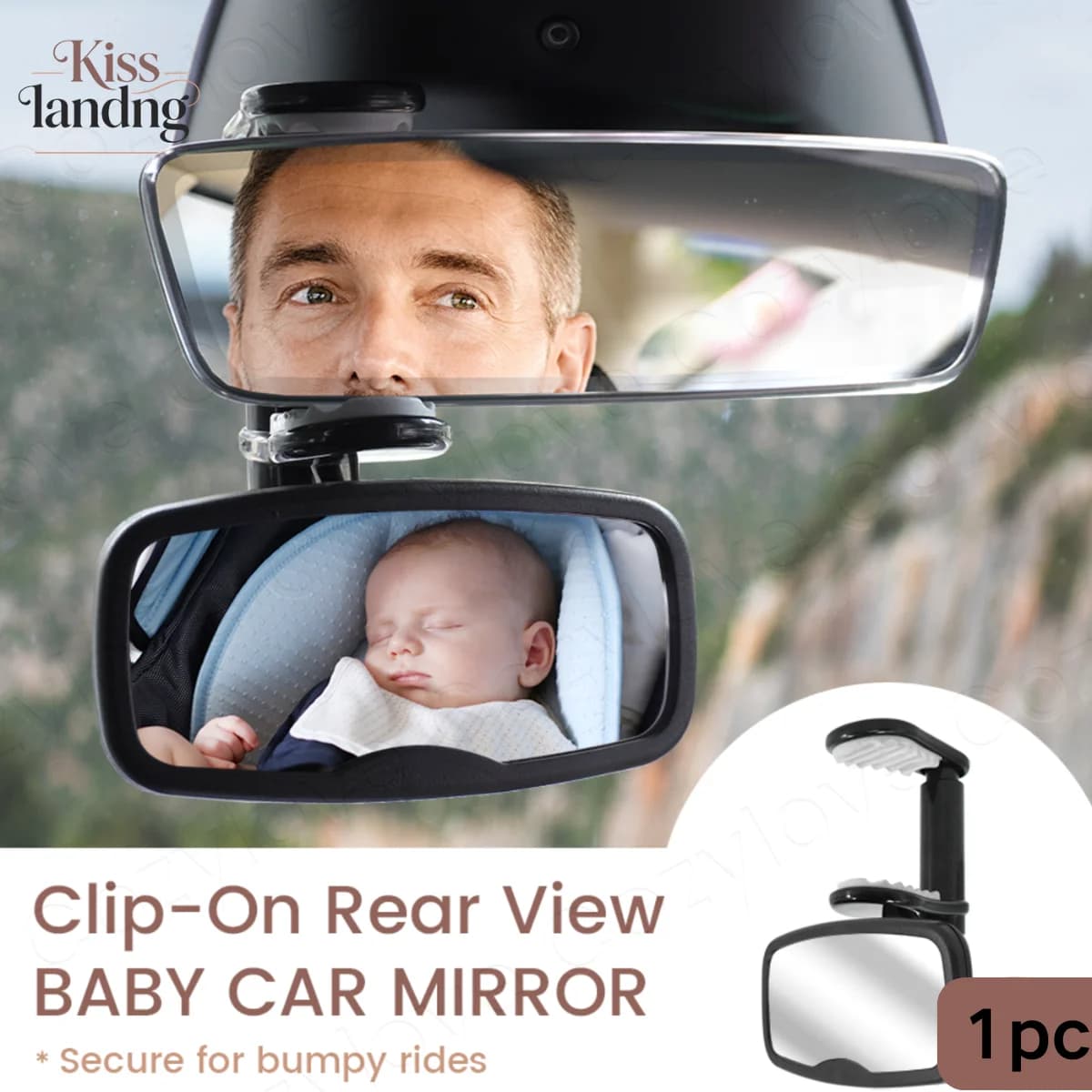 Specchietto retrovisore per auto con clip per bambini, 1 pezzo | 360 ° Specchietto regolabile infrangibile per monitorare i neonati sul sedile posteriore