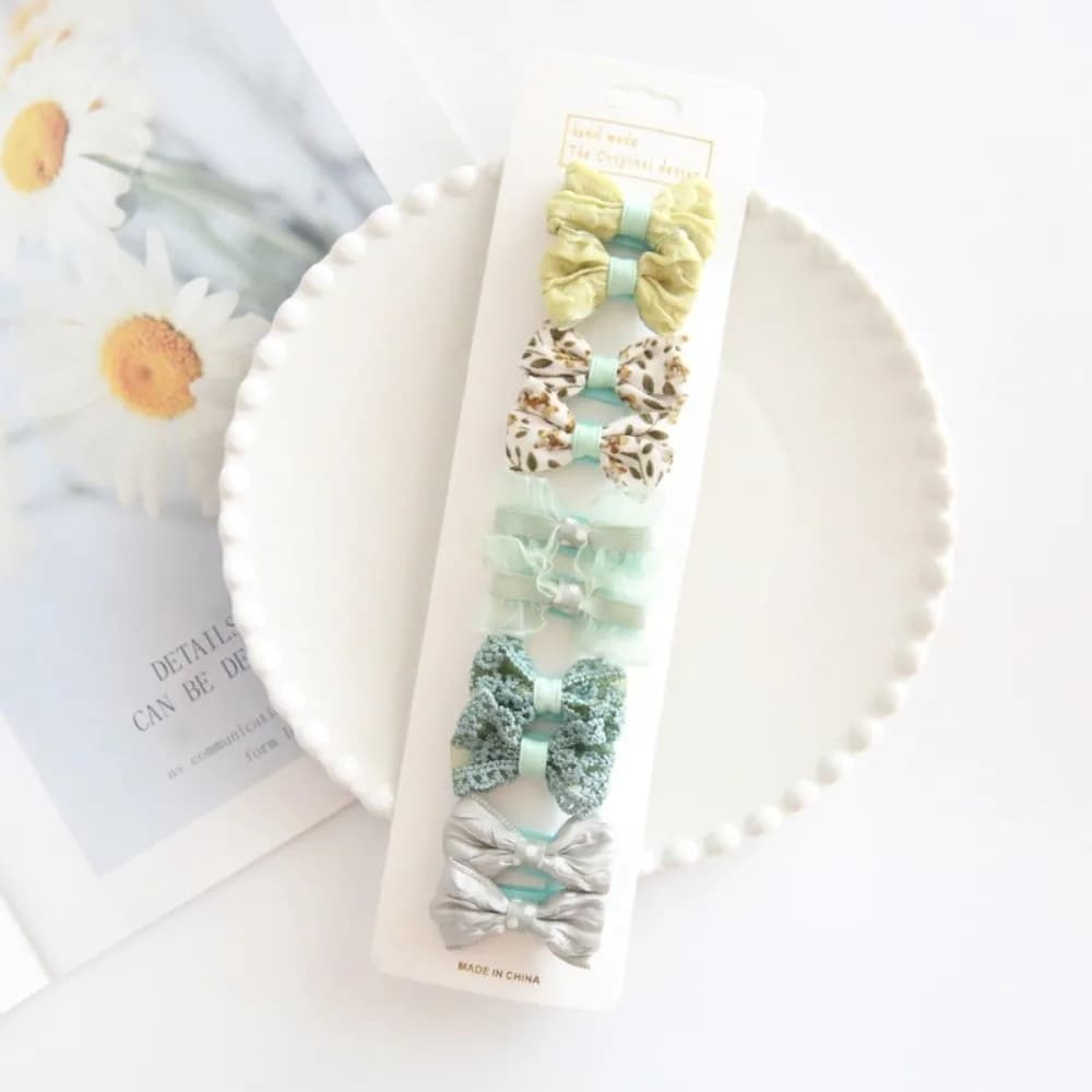 10pcs Fashion Cute Bow Hair Clip Set Fabric Sunflower Bows Children's Hairpins Barrette Non Slip Bangs Hair Grips Kids Headwear