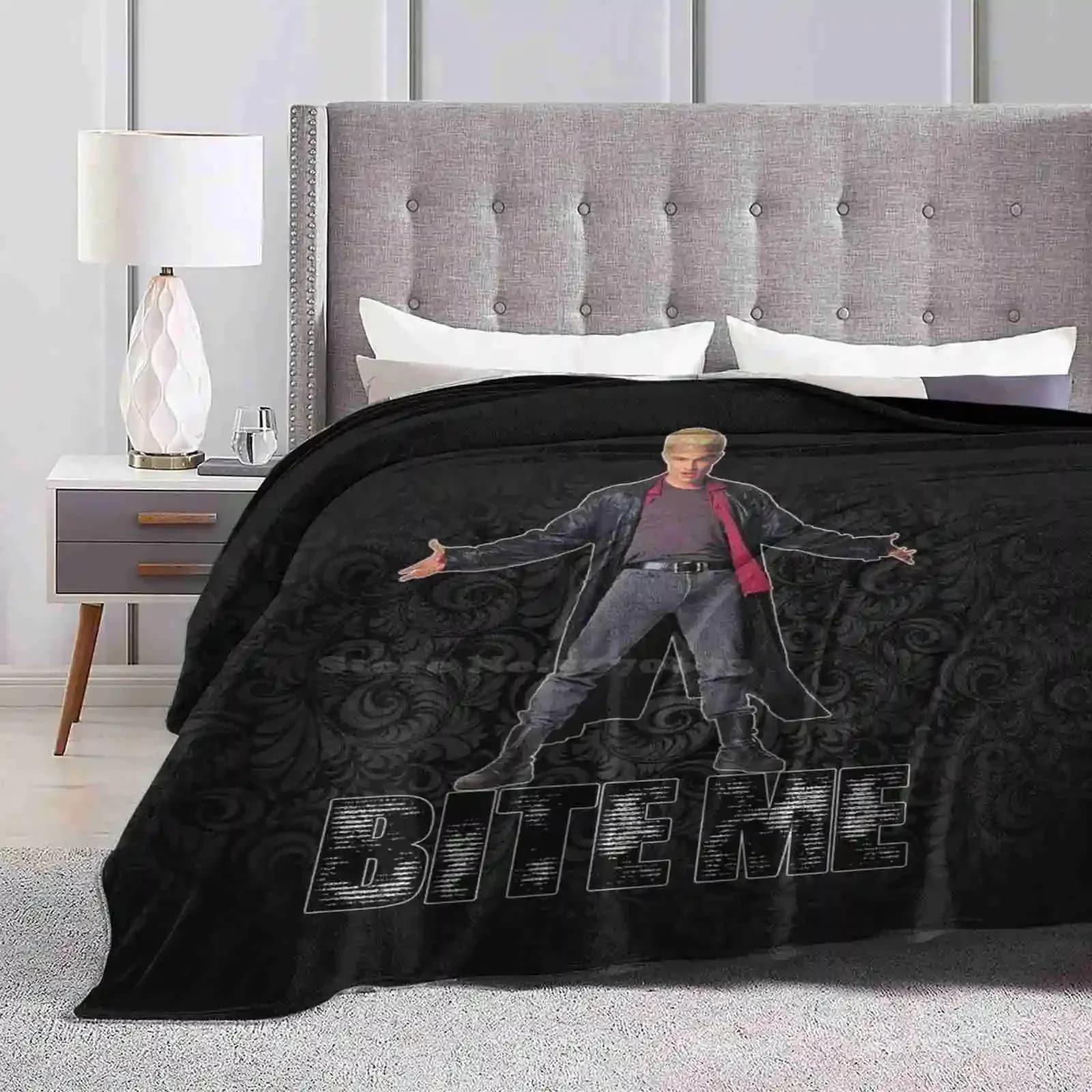 Spike From Buffy-Bite Me Blanket Soft Warm Travel Portable Blanket James Marsters Buffy The Vampire Spike Vampires Cult Classic