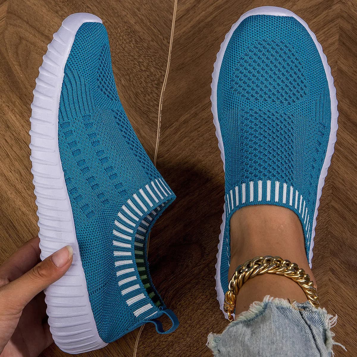 Women's Breathable Mesh Sneakers, casual outdoor shoes with laces, light mesh low shoes