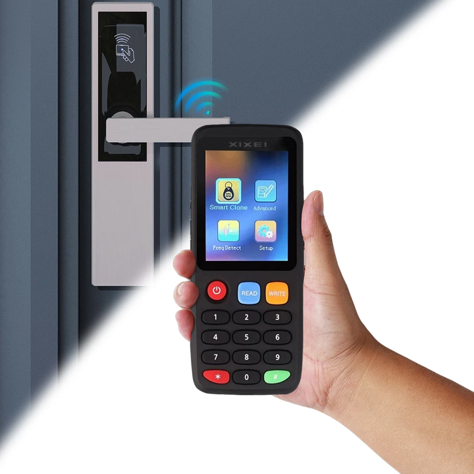 Lettore e Scrittore RFID NFC X7 per Controllo Accessi con Batteria Integrata, Programmatore NFC per Lettura e Scrittura di Smart Card