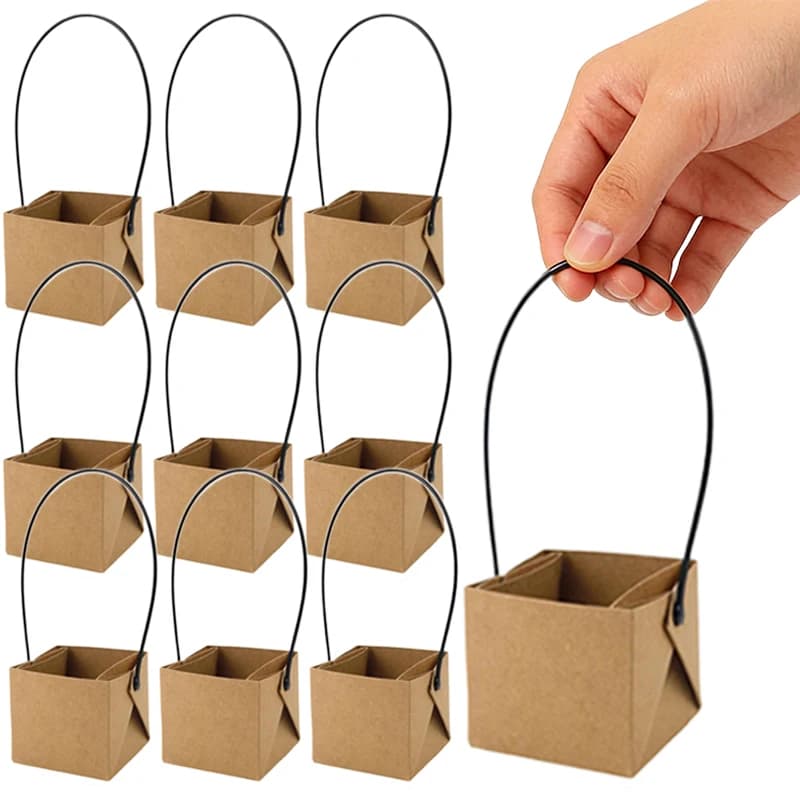 6/12/24/40pcs Mini Kraft Paper Flower Pot for Succulent Plants Decoration 6x5cm Miniature Green Plant Flowerpot Waterproof TMZ