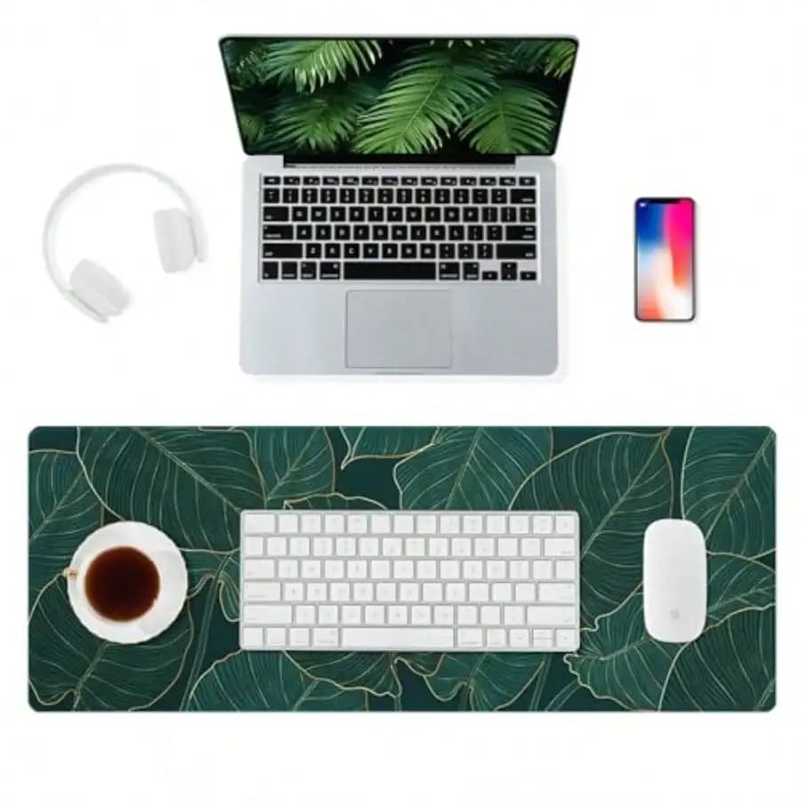 Large gaming mouse pad with anti-slip rubber base, sewn edges, desktop mat for laptop, computer and PC, wrist support for players and office