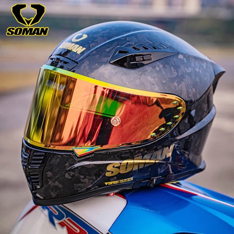 SOMAN integral helmets for motorcycles Carbon fiber light motorcycle helmet Road bike racing helmet DOT